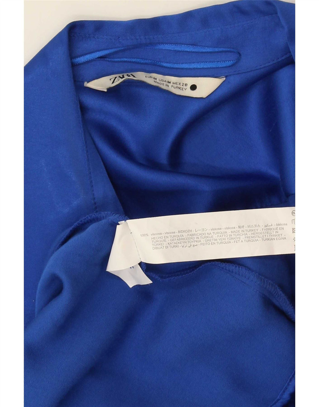 Zara Womens Long Sleeve Wrap Dress UK 14 Medium Blue Viscose