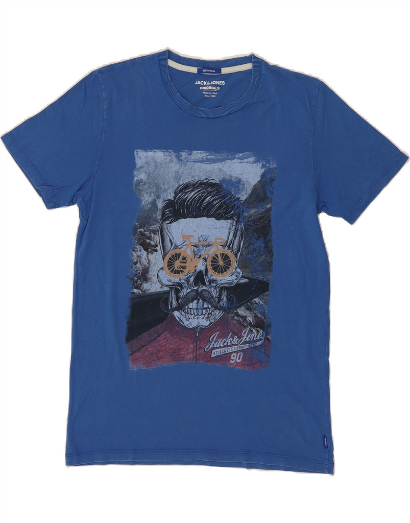 JACK & JONES Mens Graphic T-Shirt Top Medium Blue Vintage Jack & Jones and Second-Hand Jack & Jones from Messina Hembry 