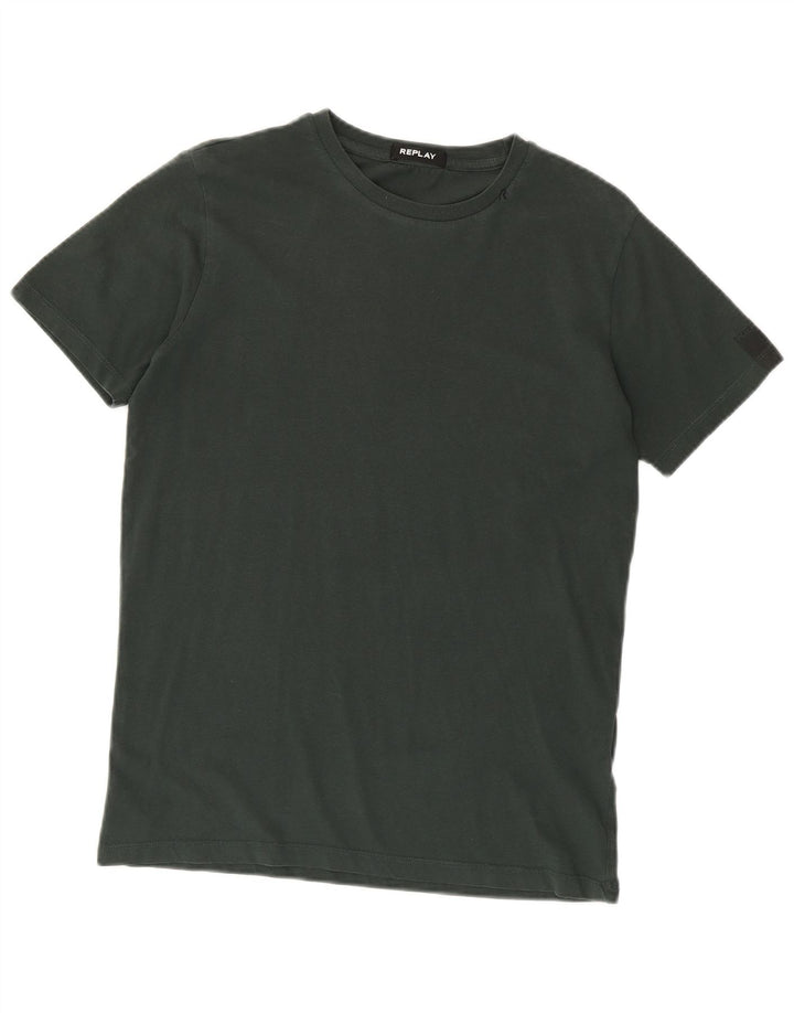 Replay Mens T-Shirt Top Medium Green Cotton