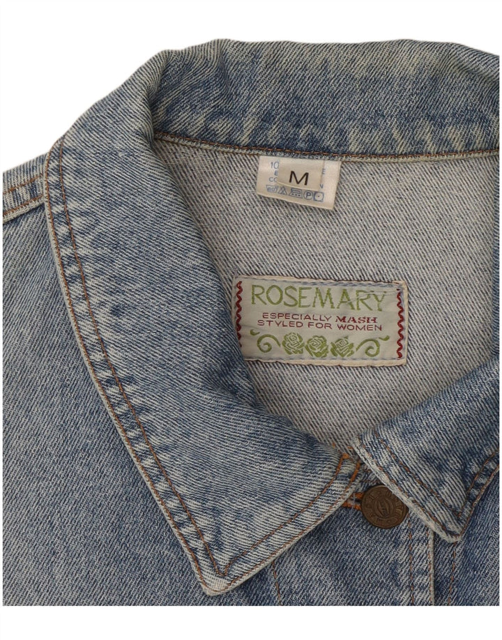 ROSEMARY Womens Crop Denim Jacket UK 14 Medium Blue Cotton