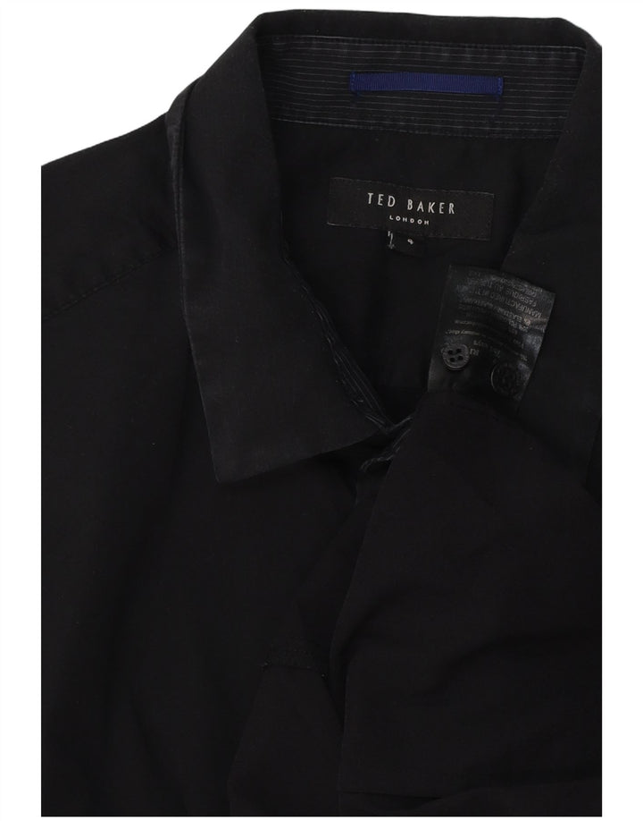 Ted Baker Mens Shirt Size 4 Large Black Cotton