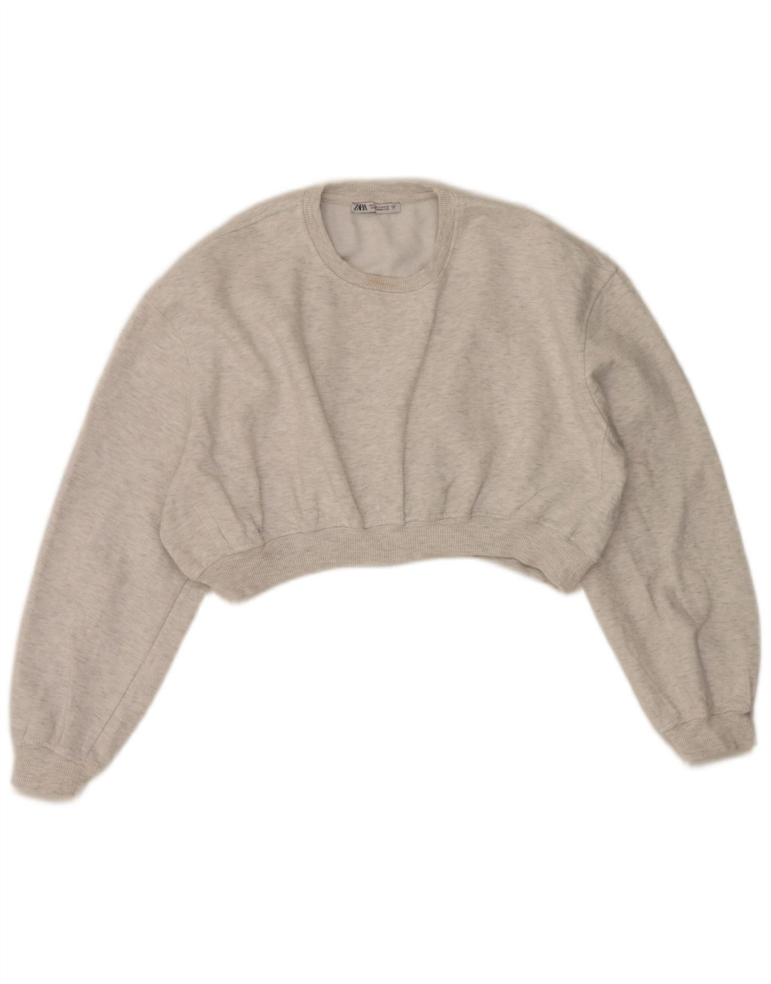 Zara Womens Oversized Crop Sweatshirt Jumper UK 10 Small Grey Flecked