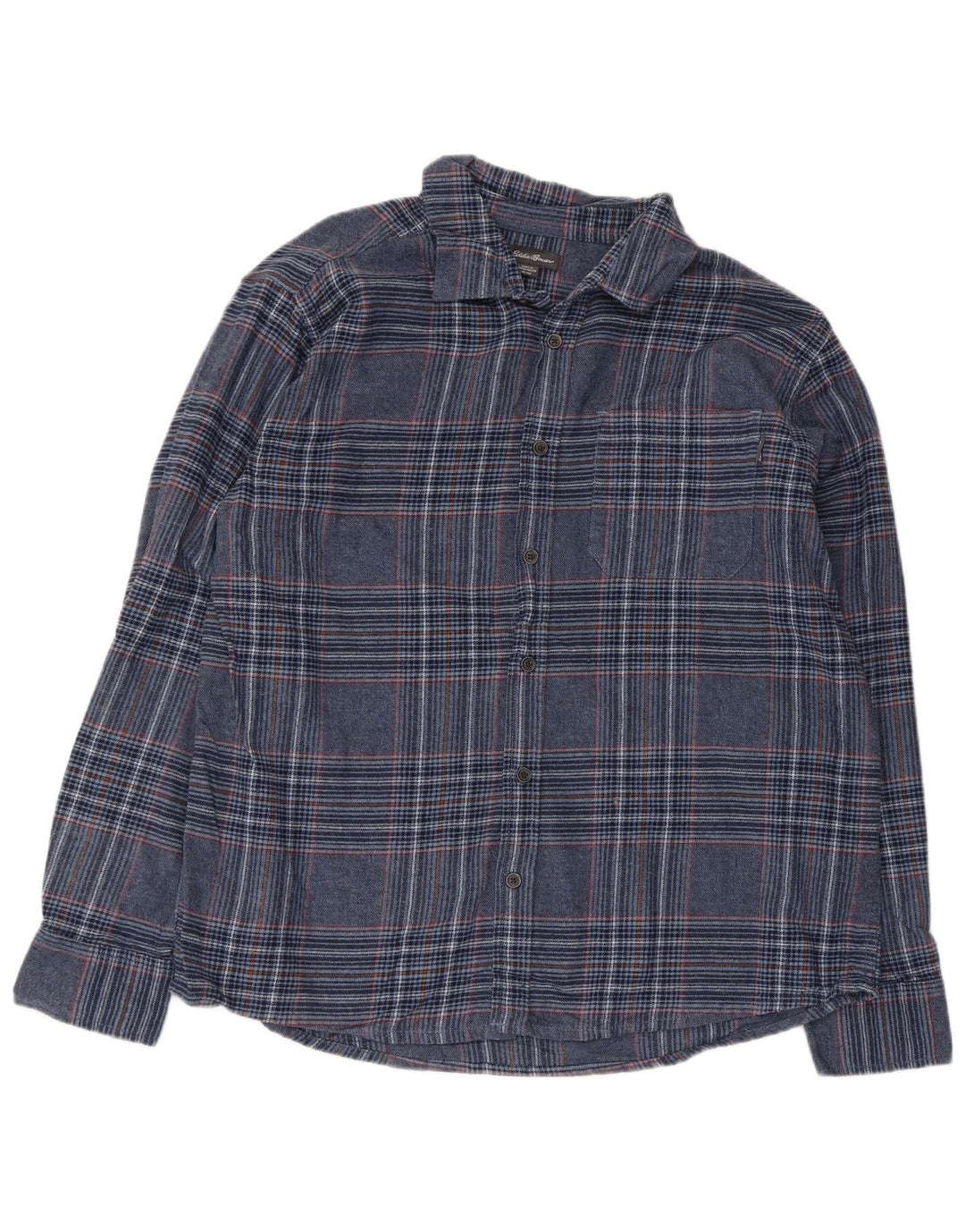Eddie Bauer Mens Flannel Shirt XL Blue Check Cotton