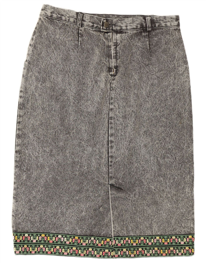 Vintage Womens Denim Skirt W32 Medium Grey