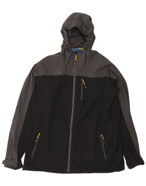 Mountain Warehouse Mens Hooded Rain Jacket UK 42 XL Black Colourblock