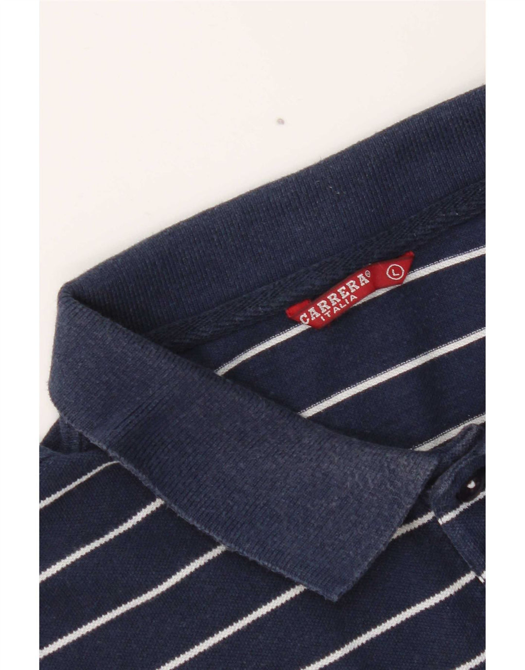 Carrera Mens Short Sleeve Polo Shirt Large Navy Blue Striped