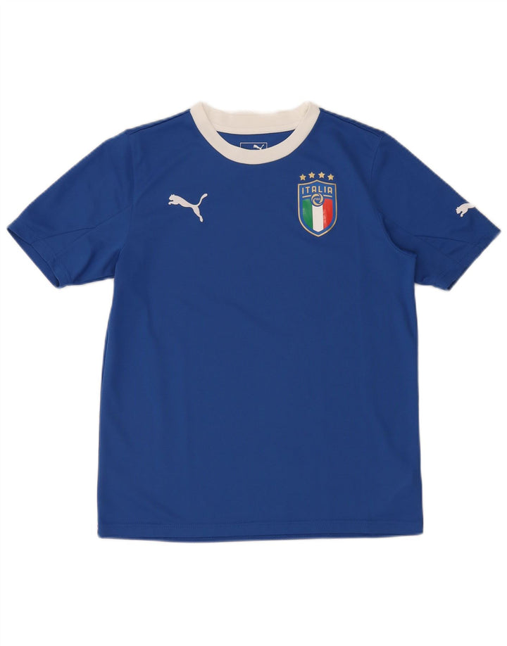 Puma Boys Italia Graphic T-Shirt Top 13-14 Years Blue Polyester