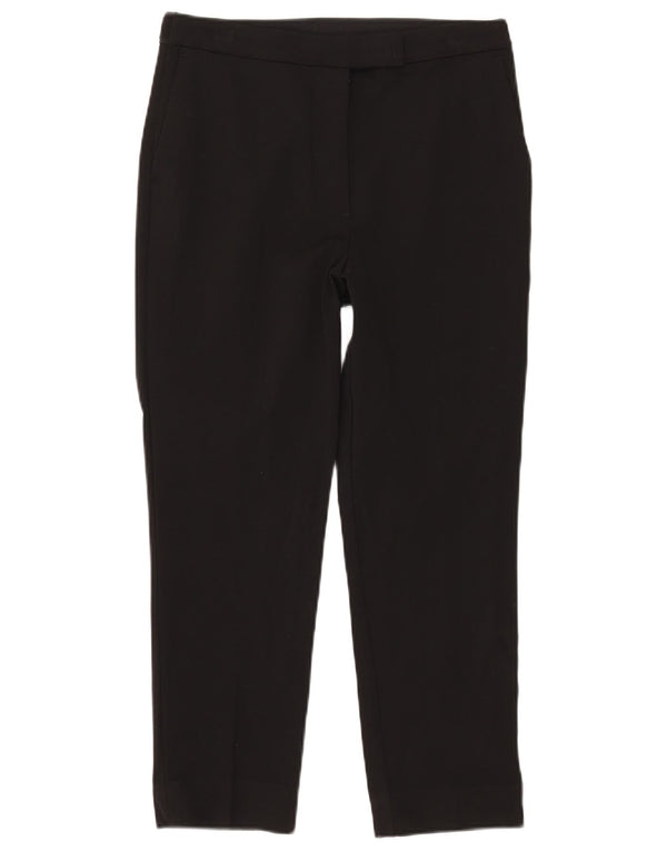 Marks & Spencer Womens Crop Casual Trousers UK 12 Medium W30 L24 Black