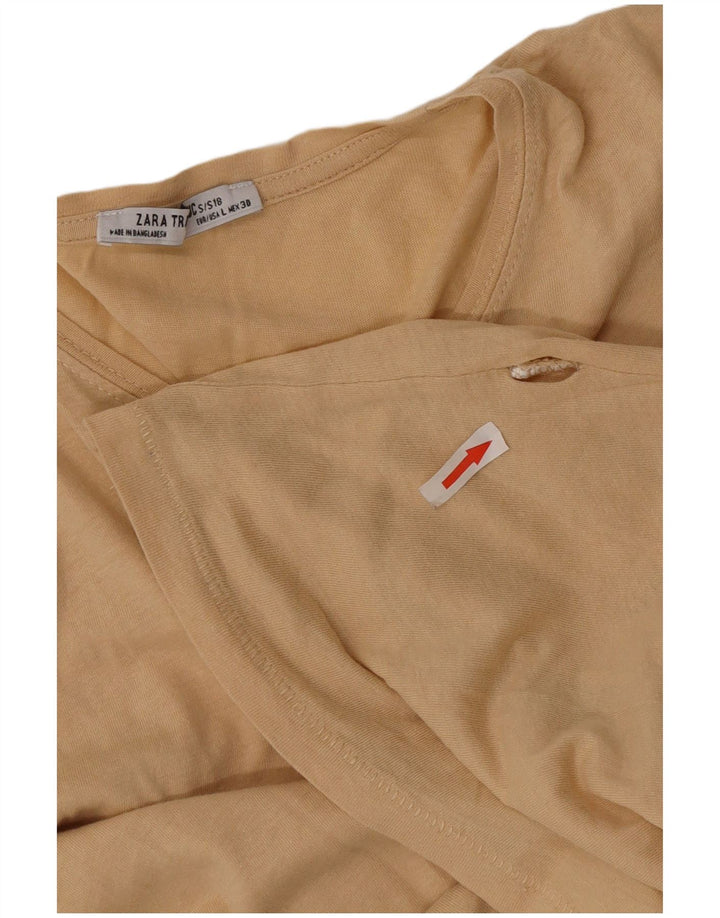 Zara Womens T-Shirt Top UK 16 Large Beige