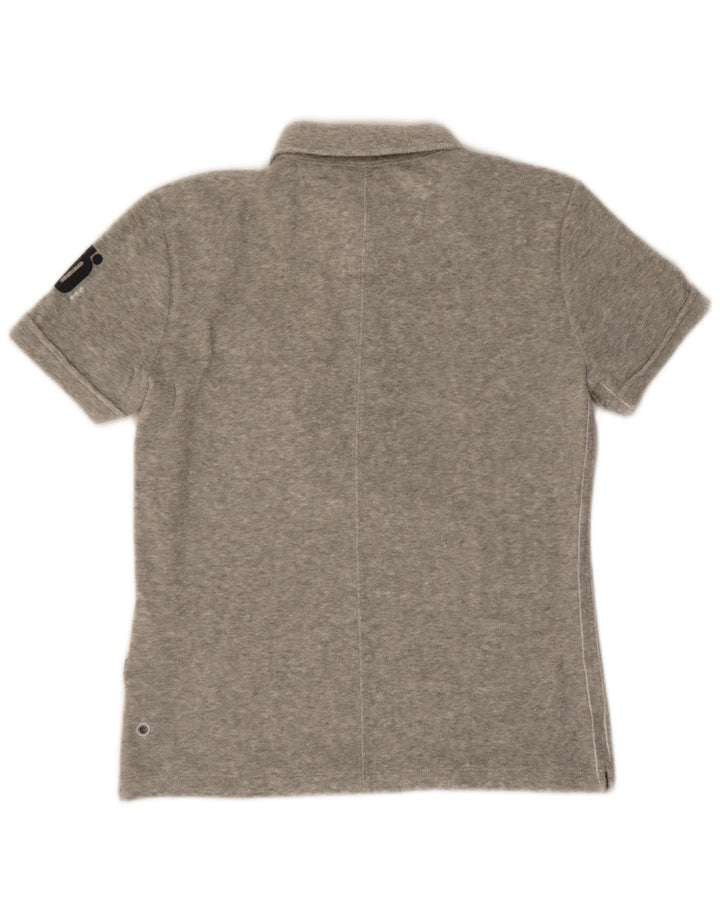 Liu Jo Mens Graphic Polo Shirt IT 48 Medium Grey Cotton