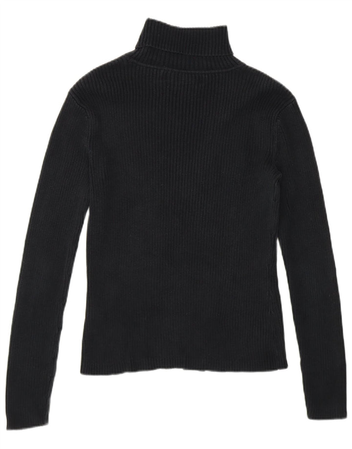 TOMMY HILFIGER Womens Roll Neck Jumper Sweater UK 8 Small Black Cotton