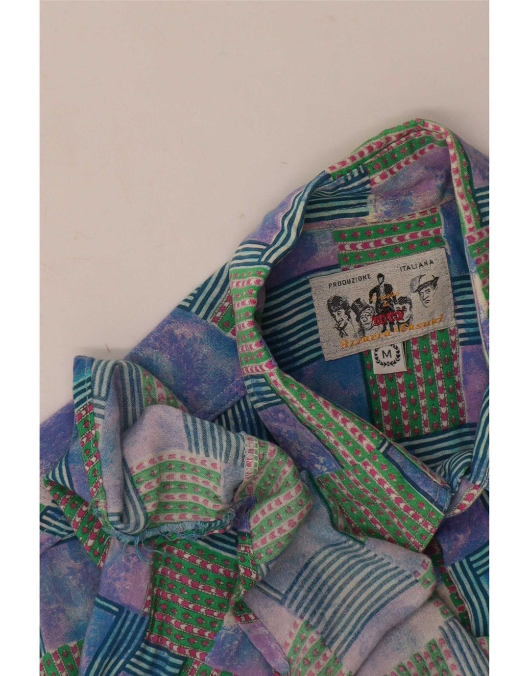 Azzurra Mens Short Sleeve Shirt Medium Multicoloured Patchwork