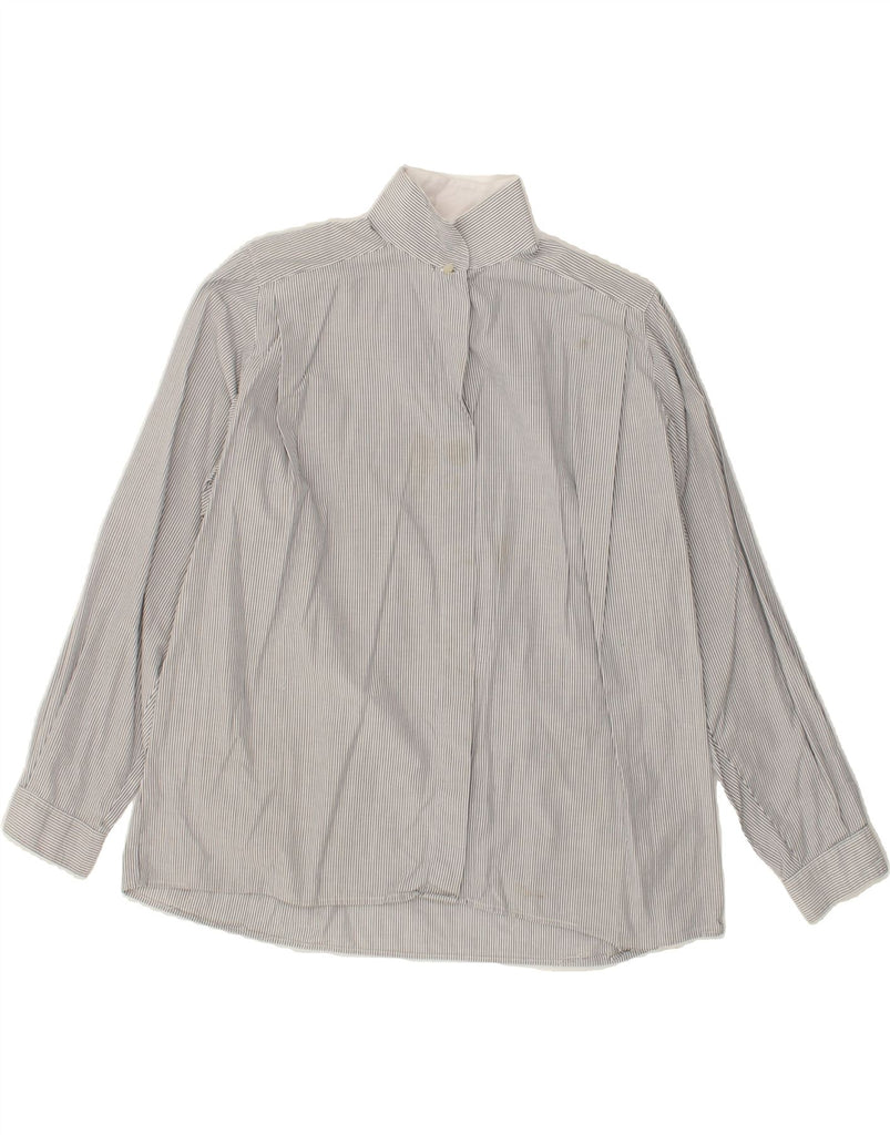 BENETTON Womens Shirt UK 18 XL Grey Striped Cotton | Vintage Benetton | Thrift | Second-Hand Benetton | Used Clothing | Messina Hembry 