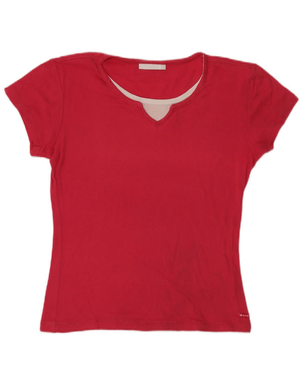 Champion Womens T-Shirt Top UK 18 XL Pink Colourblock