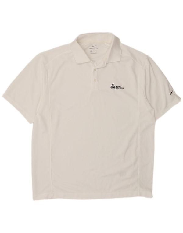 Nike Mens Dri Fit Polo Shirt Large White Polyester