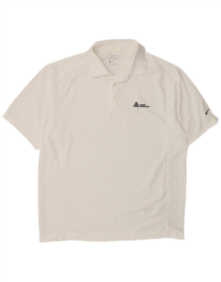 Nike Mens Dri Fit Polo Shirt Large White Polyester
