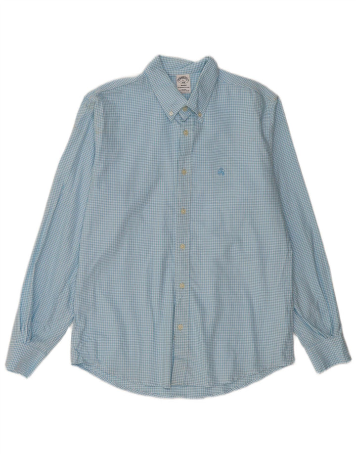 BROOKS BROTHERS Mens Regent Shirt Large Blue Gingham Cotton