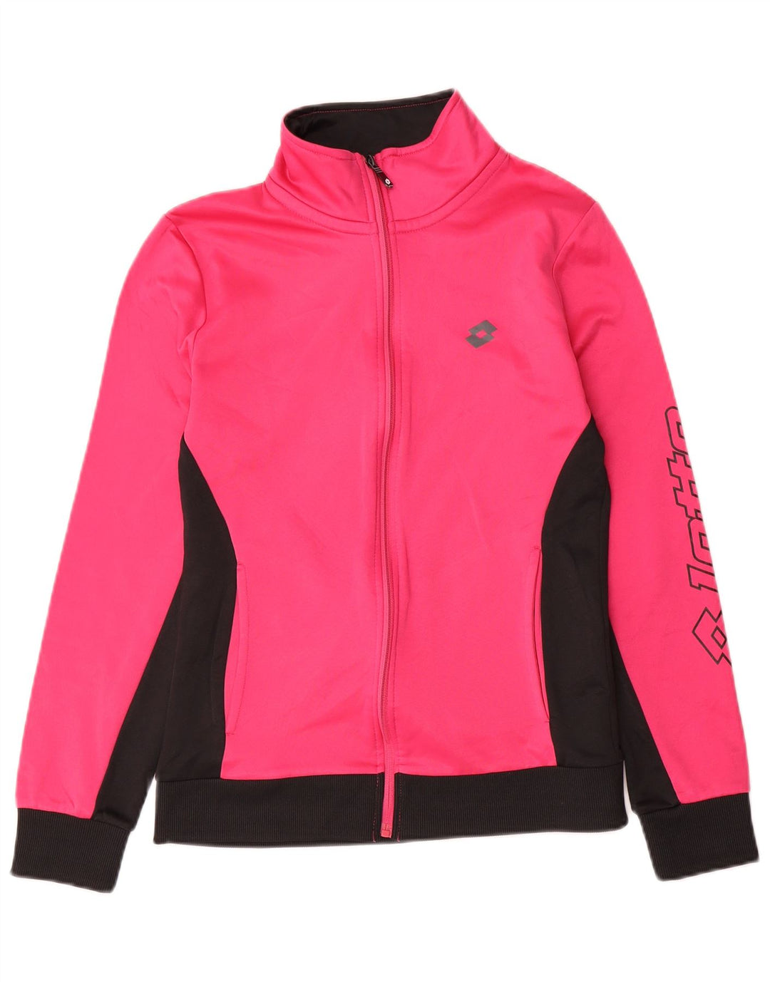 LOTTO Womens Graphic Tracksuit Top Jacket UK 8 Small Pink Colourblock