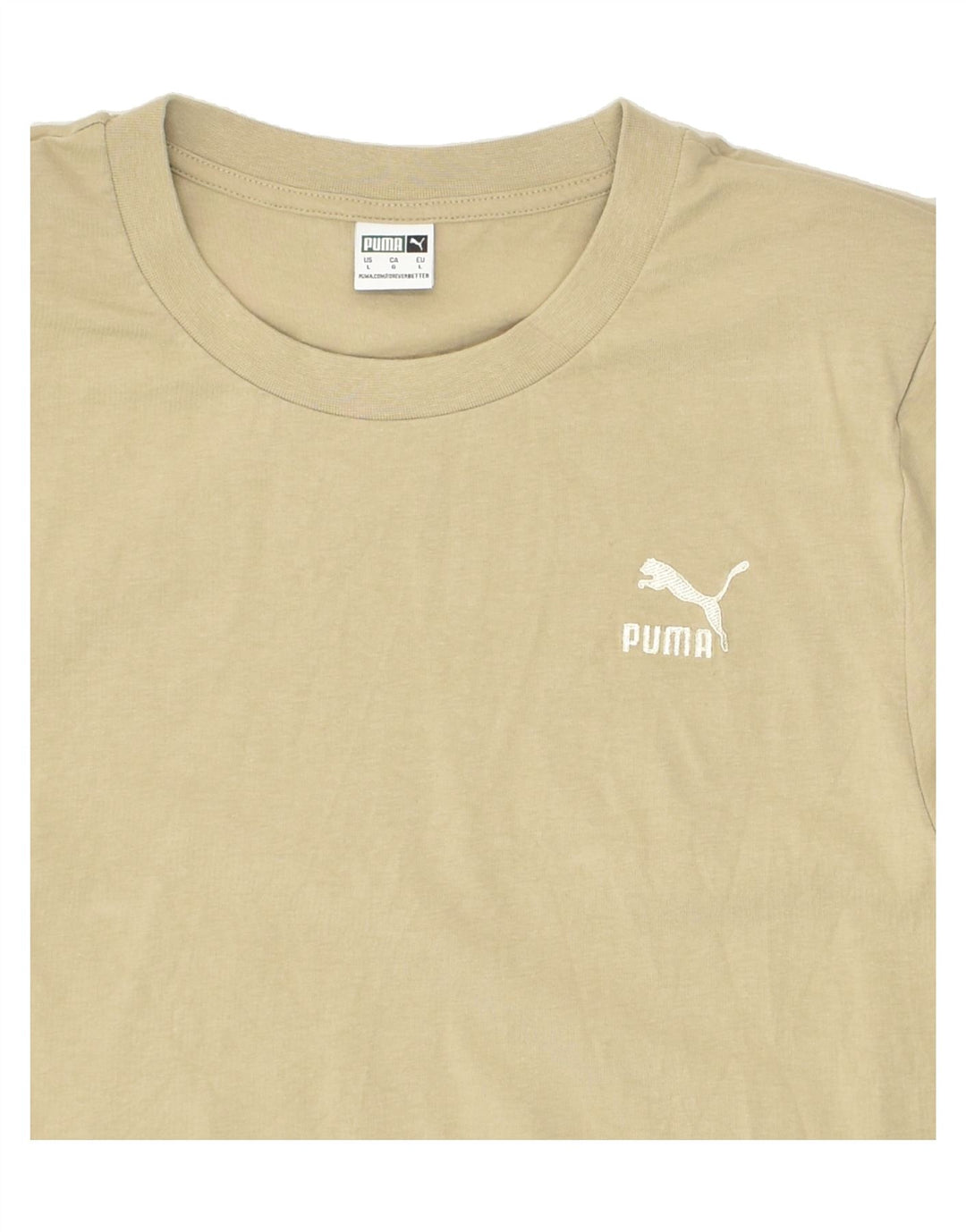 PUMA Womens T-Shirt Top UK 16 Large Beige Cotton | Vintage Puma | Thrift | Second-Hand Puma | Used Clothing | Messina Hembry 