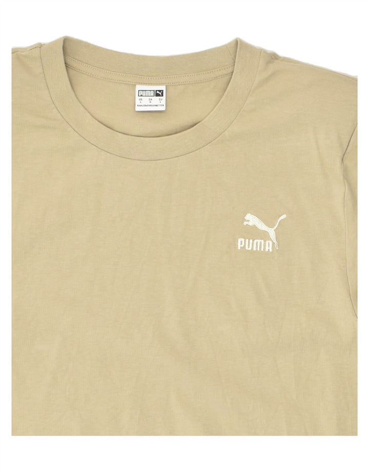 PUMA Womens T-Shirt Top UK 16 Large Beige Cotton | Vintage Puma | Thrift | Second-Hand Puma | Used Clothing | Messina Hembry 
