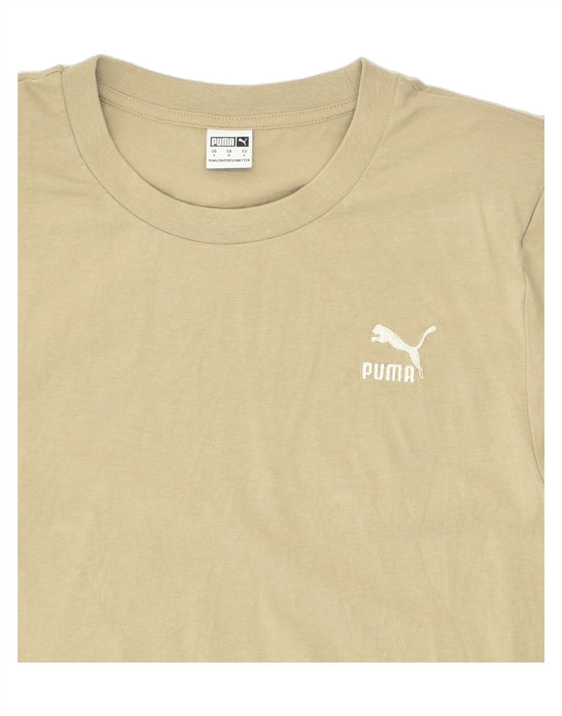 PUMA Womens T-Shirt Top UK 16 Large Beige Cotton | Vintage Puma | Thrift | Second-Hand Puma | Used Clothing | Messina Hembry 