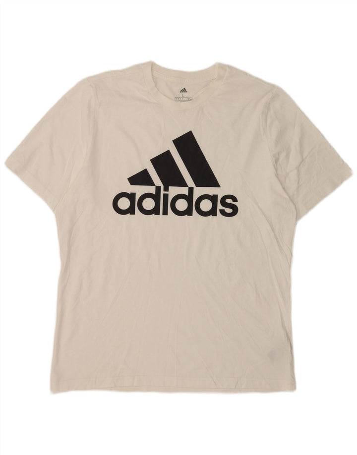 ADIDAS Mens Graphic T-Shirt Top Large White Cotton