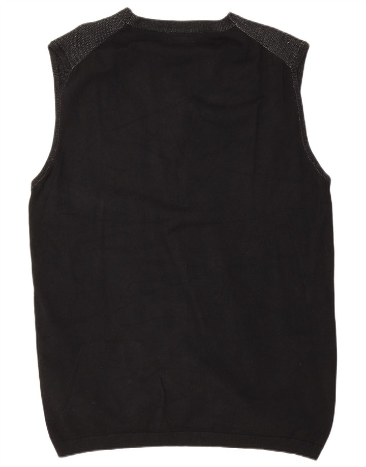 Datch Mens Sleeveless Cardigan Sweater 3XL Black Viscose