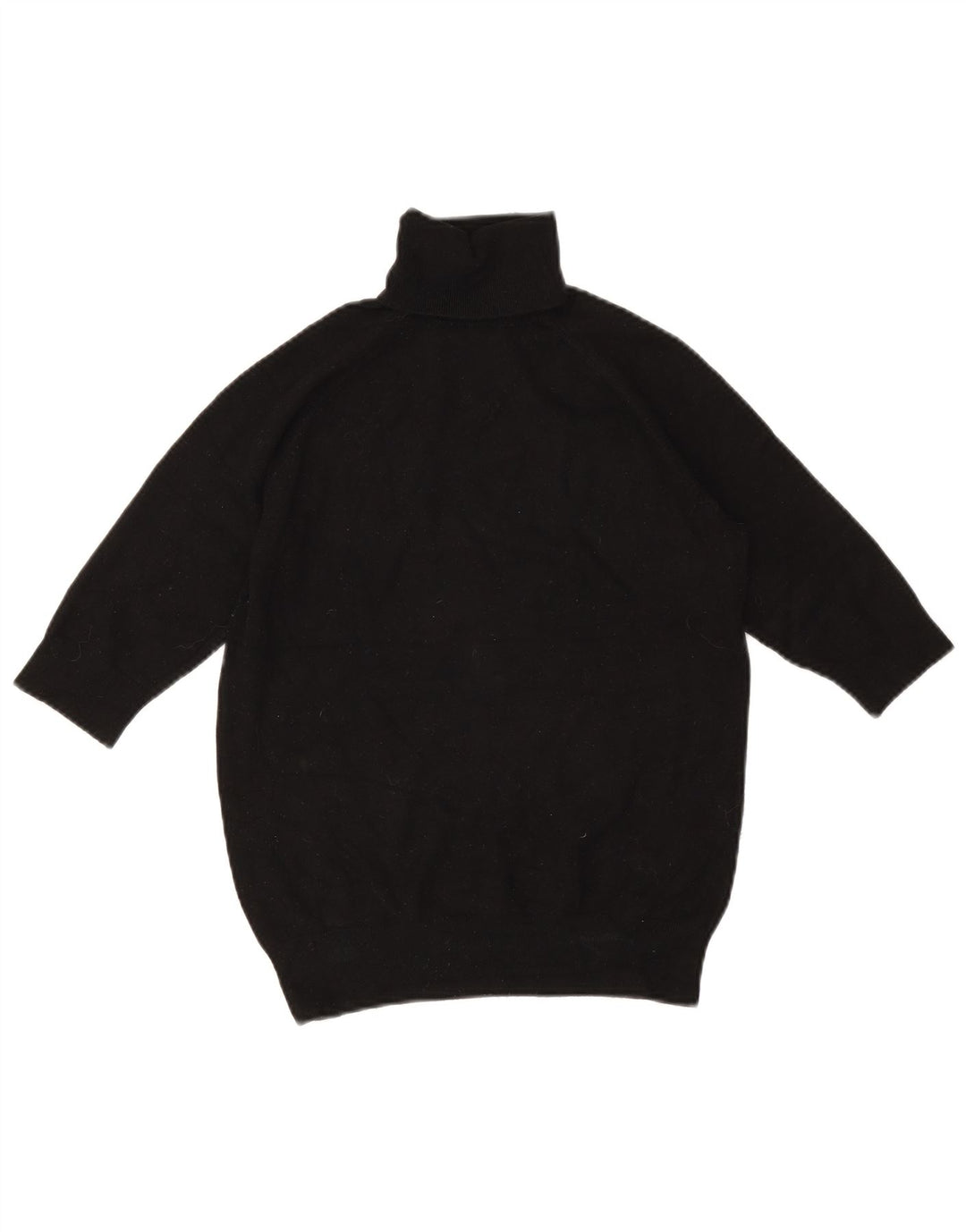 Zara Womens 3/4 Sleeve Roll Neck Jumper Sweater UK 12 Medium Black