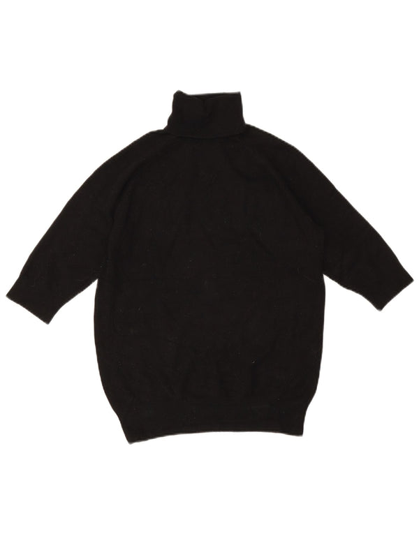 Zara Womens 3/4 Sleeve Roll Neck Jumper Sweater UK 12 Medium Black