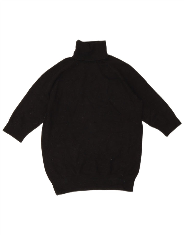 Zara Womens 3/4 Sleeve Roll Neck Jumper Sweater UK 12 Medium Black