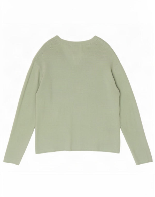 Marks & Spencer Womens V-Neck Jumper Sweater UK 14 Medium Green Viscose