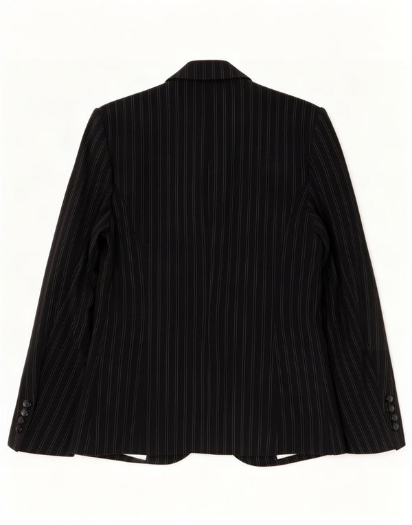 Marks & Spencer Womens 1 Button Blazer Jacket UK 12 Medium Black Pinstripe