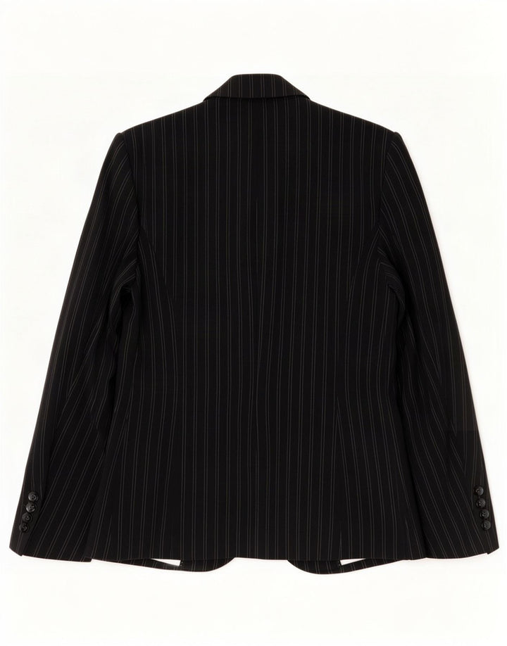 Marks & Spencer Womens 1 Button Blazer Jacket UK 12 Medium Black Pinstripe