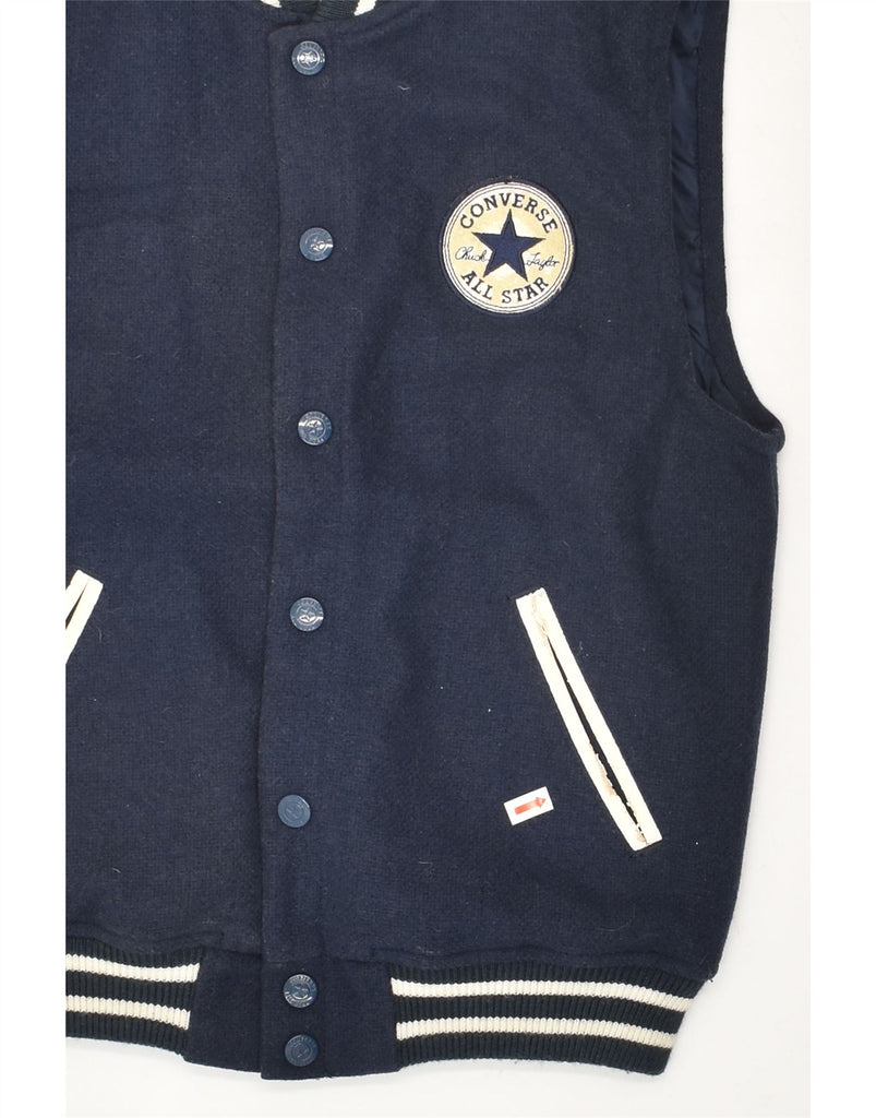 CONVERSE Boys Graphic Gilet 9-10 Years Navy Blue Wool | Vintage Converse | Thrift | Second-Hand Converse | Used Clothing | Messina Hembry 