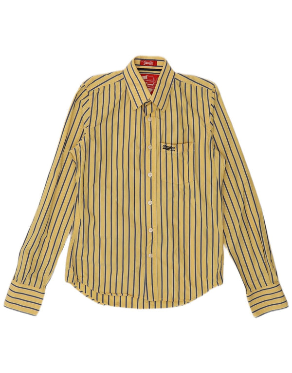 Superdry Mens Shirt Medium Yellow Pinstripe Cotton