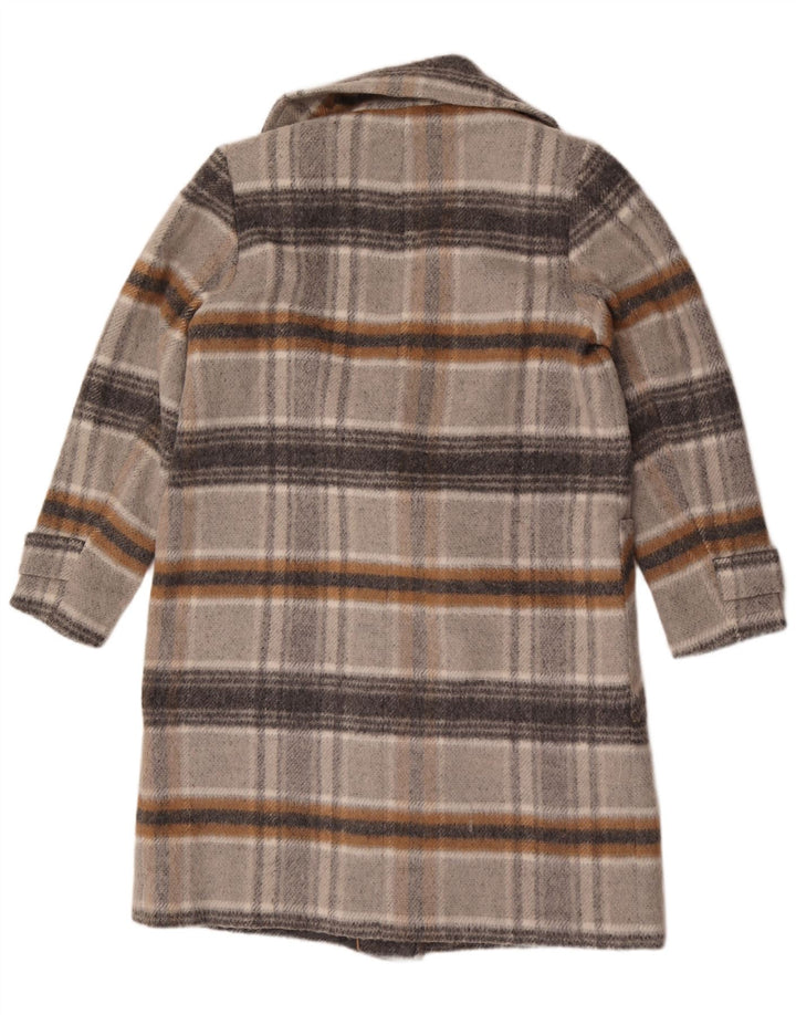 Marks & Spencer Womens Double Breasted Coat UK 16 Large Grey Check