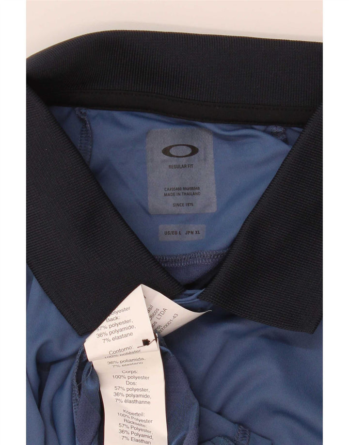 Oakley Mens Regular Fit Polo Shirt Large Blue Striped Polyester