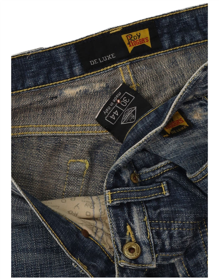 Roy Rogers Womens De Luxe Distressed Slim Jeans  W30 L31 Navy Blue Cotton