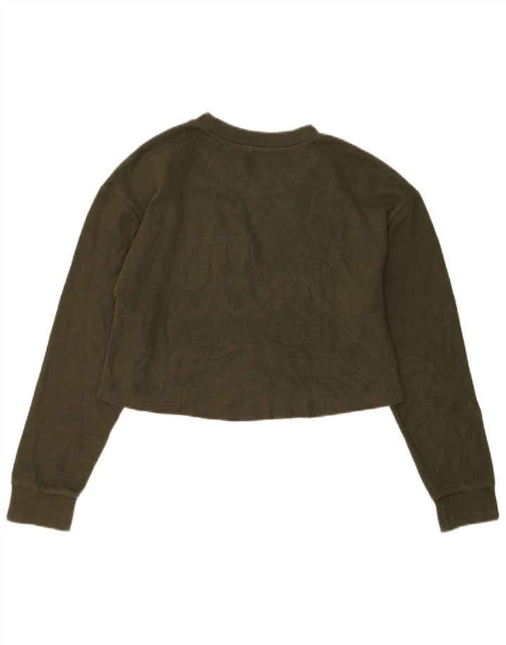 Zara Womens Crop Top Long Sleeve UK 10 Small Green