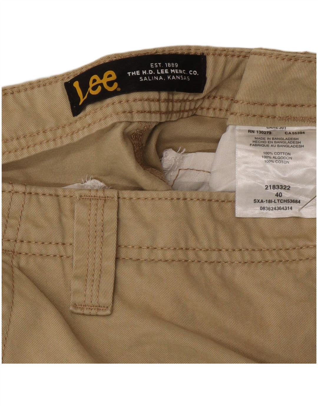 Lee Mens Cargo Shorts W40 XL Khaki Cotton