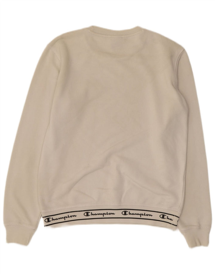 CHAMPION Mens Graphic Sweatshirt Jumper Small White Cotton