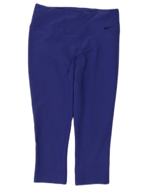 Nike Womens Dri Fit Capri Leggings UK 8 Small Purple Polyester