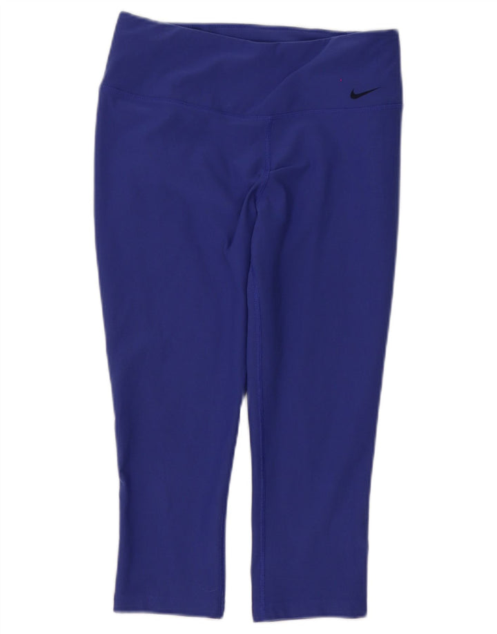 Nike Womens Dri Fit Capri Leggings UK 8 Small Purple Polyester