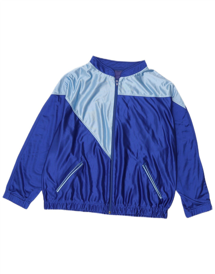 Vintage Mens Tracksuit Top Jacket XL Blue Colourblock