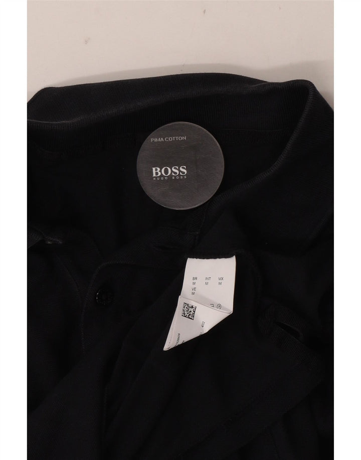 HUGO BOSS Mens Polo Shirt Medium Black Cotton