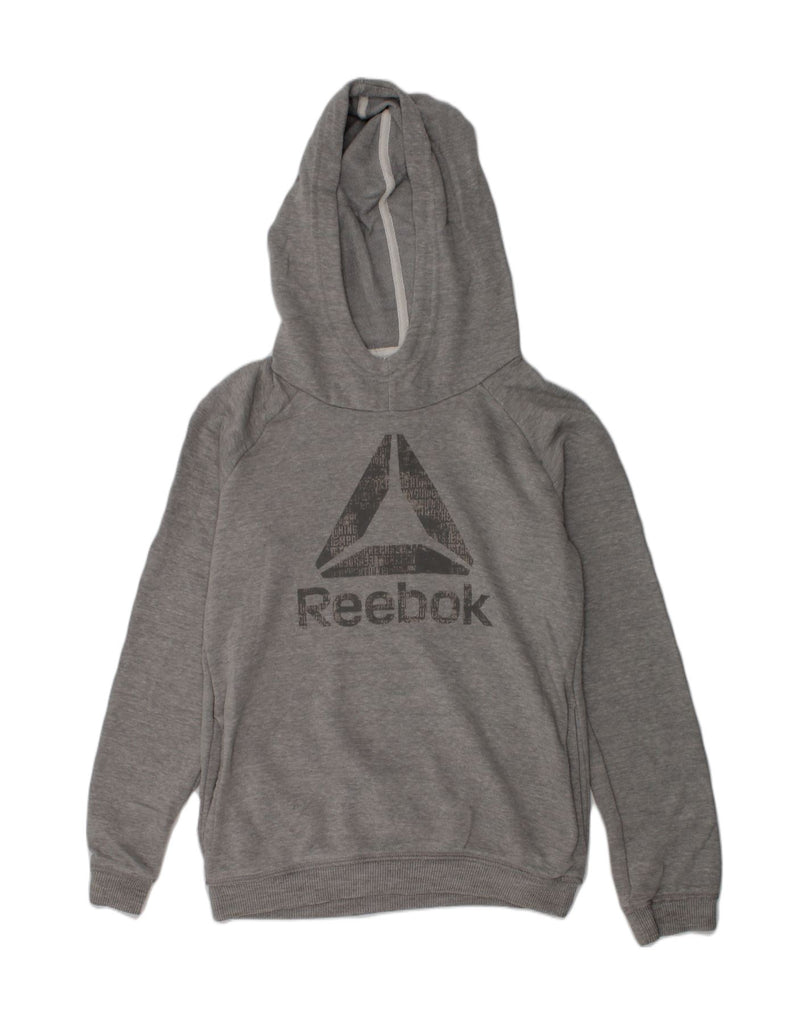 REEBOK Boys Graphic Hoodie Jumper 9-10 Years Grey Cotton | Vintage Reebok | Thrift | Second-Hand Reebok | Used Clothing | Messina Hembry 