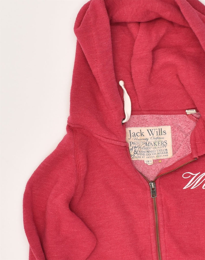 JACK WILLS Womens Graphic Zip Hoodie Sweater UK 10 Small  Red Cotton | Vintage Jack Wills | Thrift | Second-Hand Jack Wills | Used Clothing | Messina Hembry 