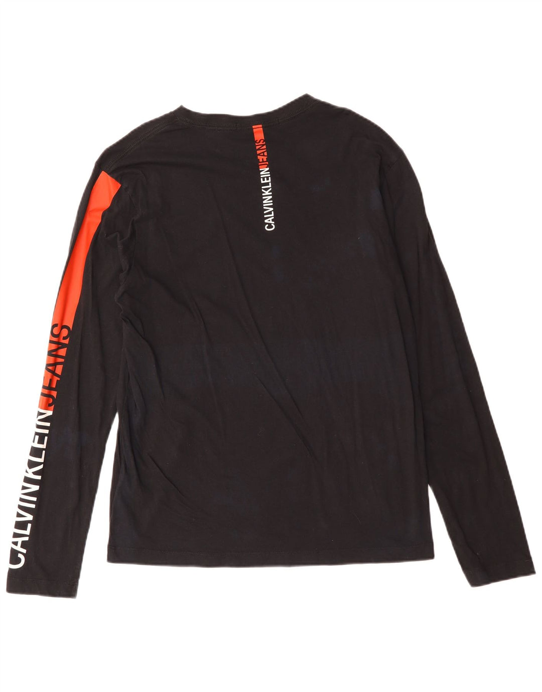 Calvin Klein Jeans Mens Graphic Top Long Sleeve Large Black Cotton