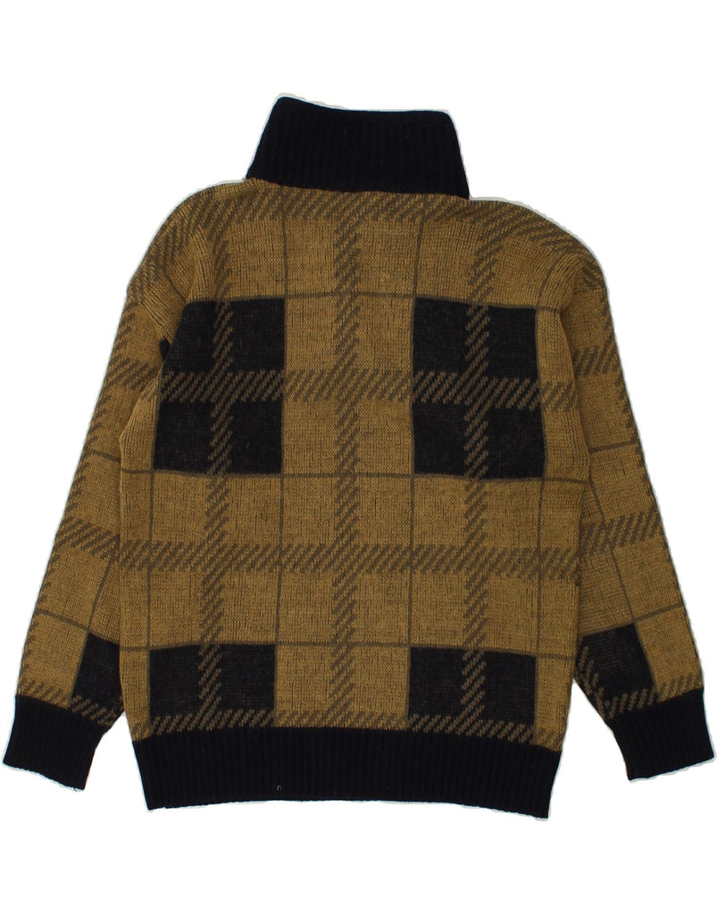 FILA Mens Shawl Neck Jumper Sweater IT 48 Medium Brown Check | Vintage Fila | Thrift | Second-Hand Fila | Used Clothing | Messina Hembry 