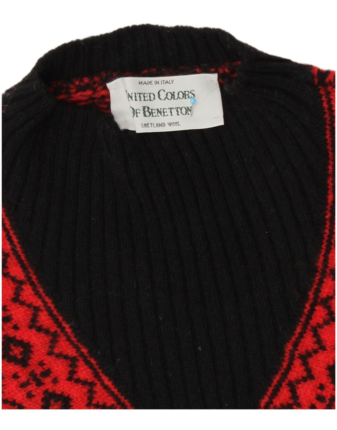 Benetton Womens Turtle Neck Jumper Sweater UK 14 Medium Red Retro